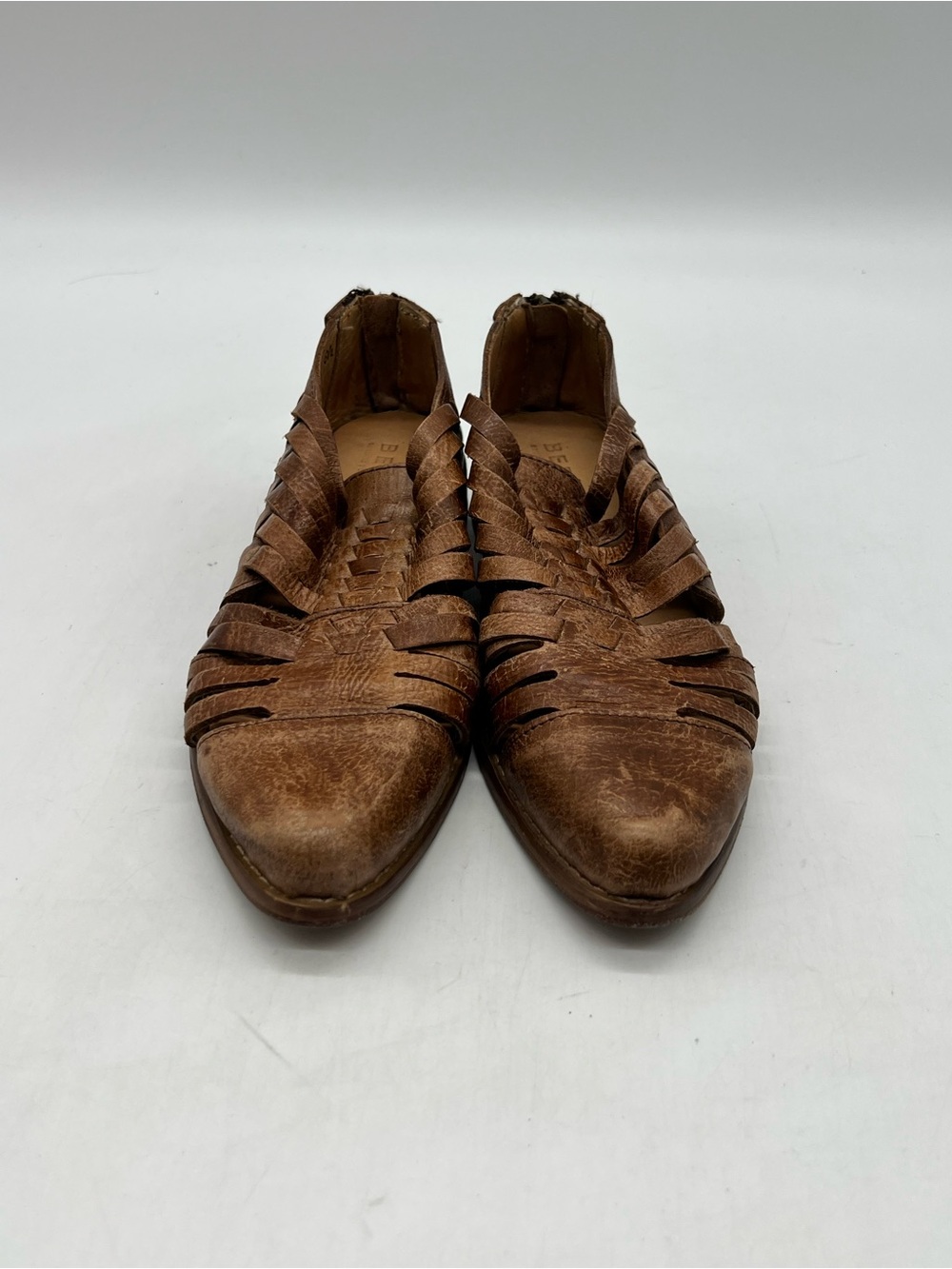 Bed Stu Las Cruces Women’s Size 6.5 Brown Distressed Leather Flats Casual Shoes.